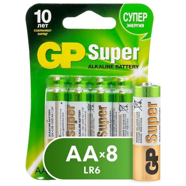 Батарейка GP Super Alkaline 15A LR6 AA, 8 шт.