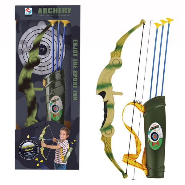 Игрушечное оружие Junfa toys Лук камуфляжный со стрелами, колчаном и мишенью WA-14358 лук со стрелами зеленый